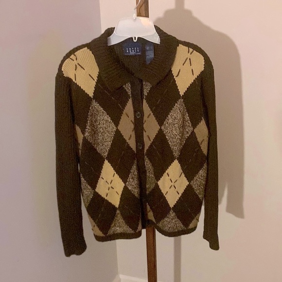 Liz Claiborne Sweaters - Crazy Horse | Women’s Brown Sweater with Patchwork - Size Large